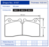 Pagid Racing Rear Brake Pad Set No. 8187 RSC1 product image 3