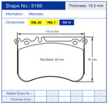 Pagid Racing Front Brake Pad Set No. 8188 for Mercedes A 45 AMG (W176)/CLA 45 AMG