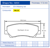 Pagid Racing Rear Brake Pad Set No. 8204 product image 2