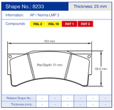 Pagid Racing Front Brake Pad Set No. 8233