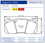 Pagid Racing Front Brake Pad Set No. 8239 product image 2
