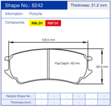 Pagid Racing Rear Brake Pad Set No. 8242 for Porsche 991 product image 2