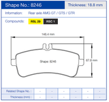Pagid Racing Rear Brake Pad Set No. 8246 product image 2