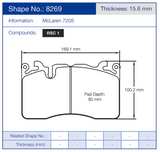 Pagid Racing Front Brake Pad Set No. 8269 RSC1 product image 3