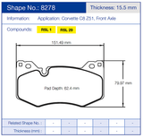 Competition Motorsport Pagid Racing Front Racing Brake Pads No. 8278