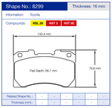 Pagid Racing Front Brake Pad Set No. 8299 for Toyota GR Corolla/Yaris