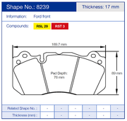 Pagid Racing Front Brake Pad Set No. 8239