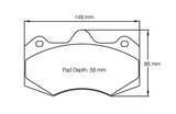 Pagid Racing Front Brake Pad Set No. 8261 for McLaren/AP Racing 570S GT4 race car (wider front caliper)/CP3215 D42