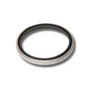 Metal-cased early Brembo scraper/wiper ring with black rubber wiping lip