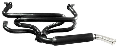 Our Single Glass Pack Muffler for Type 1 and Ghia (1300-1600cc, 66-73) features precision design with 1 1/2" tubing and a large 3-bolt flange. The striking black finish with chrome tip enhances your vehicle's look while providing top-notch performance. Includes aluminum flex hose and installation kit.