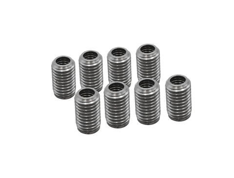 Fix stripped head stud threads using our reliable case savers! Each kit comes with 8 inserts, sized 8mm-1.25 I.D. x 14mm-2.0 O.D., providing a strong hold. Note: engine disassembly and case machining are required for installation. Invest in your engine's strength and longevity with these essential components!