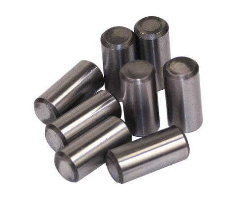 Enhance crankshaft durability with our 19mm long dowel pins, featuring a 11/32" diameter to fit deeper and prevent shearing under high twist loads. These longer .750" pins are suitable for crankshafts with elongated holes and may require deeper drilling. Available in sets of 8 for your convenience.