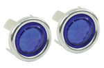 Blue Dot with Chrome Ring, Pair