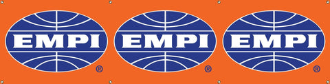 EMPI Large Banner, 36" x 120", Each Orange Vinyl with eyelets, Printed Blue & White Oval