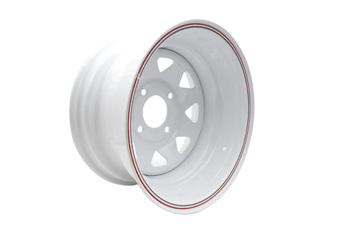 Transform your vehicle's aesthetic with our eye-catching powder-coated white spoke wheels! Available in 4 and 5 lug designs with five different widths, these wheels are perfect for any car enthusiast. Each wheel features an 11.3mm valve stem hole, allowing for seamless installation. Upgrade your ride and turn heads today!