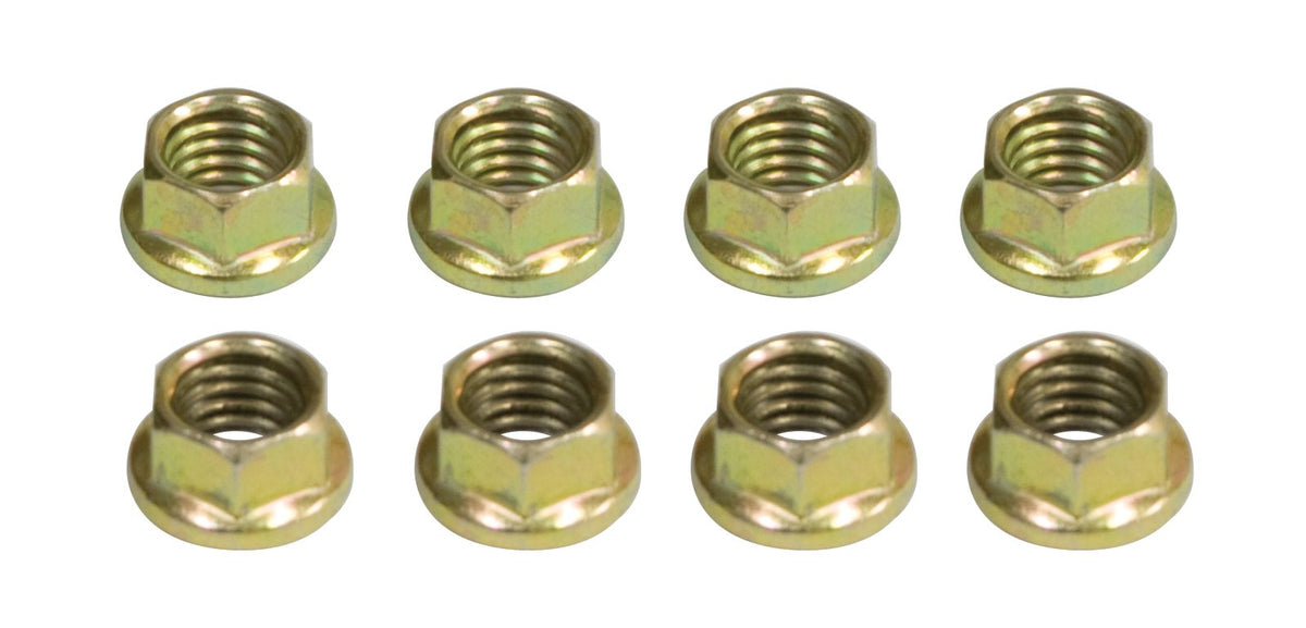 6 Point 8mm Engine Nuts, Gold Zinc Plated, 8 pcs, 8mm-1.25 Thread, use ...