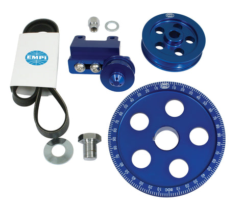 Serpentine Belt Pulley System (Blue Anodized)