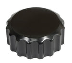 EMPI Billet Black Oil Filler Cap, featuring grooves for a secure fit and a knurled edge for easy handling. Shop now at PMB Performance.