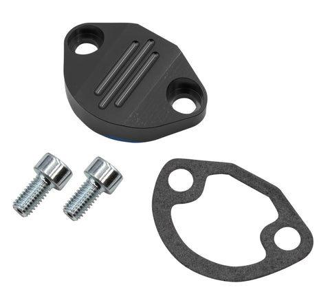 Looking for a reliable fuel pump block-off? Our Billet Aluminum version, available in black, is the perfect solution! This product comes with all necessary hardware and a gasket for seamless installation. Enhance your engine's look and performance while maintaining a clean system with this stylish, durable block-off.