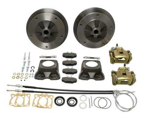 Deluxe Zero Off-set Wide-5 Rear Disc Brake Kit with E-Brake Swing Axle, 58-67, Cast Brackets