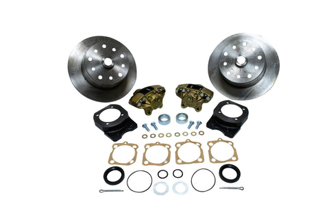 Deluxe Rear Disc Brake Kit Double-Drilled 5x130 with 14x1.5mm threads, 5x4.75" with 12mm threads, I.R.S. 68 & later & Swing Axle 68 Cast Brackets