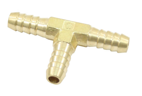 EMPI 1/4" Brass Fuel Fitting "T", Each. Durable brass construction, perfect fit for EMPI/Kadron/Brosol/Solex kits, ensuring leak-proof fuel connections.