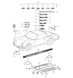  Refresh your Porsche 911 or 912 (1969-73) with this set of chrome wheel arch moldings. With a factory option bright anodized finish, these premium moldings greatly enhance your car’s look. Not pre-drilled for flexible installation options. Matches OEM chrome. #21 in diagram. 24-month warranty. Replaces 901 559 125 51, 90155912551.