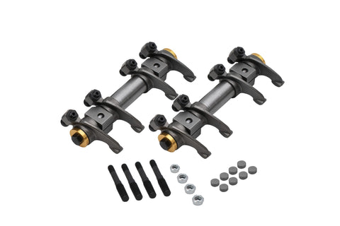 Discover the power of the BUGPACK Racing 1.40 Ratio Rocker Arm Kit, designed for serious racers. Made from forged Chromoly with robust bronze bushings and featuring USA-made adjusting screws, this kit offers unmatched durability. It includes Chromoly rocker studs and lash caps, ensuring you have everything needed to maximize your engine's performance and reliability.