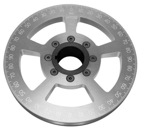 EMPI 5.25" Silver Sand Seal Drag Pulley, crafted from anodized 6061 aluminum, 360° timing marks, and a durable steel hub for strength. Shop now ta PMB.