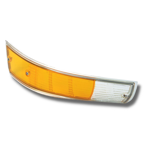 Front Left Amber and Clear USA Spec Turn Signal Lens w/ Chrome Trim for Porsche 911, 912 (1969-71)