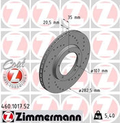 Zimmermann 20mm Front "Sport" Drilled Rotor for Porsche 911/912 (1970-83) 911S and L (1967-68)