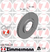 Zimmermann 24mm Front Vented Rotor for Porsche Carrera (1984-89)