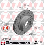 Zimmermann 28mm Left Rear Rotor for Porsche 930 (1978-80)