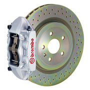 When it comes to bigger brakes, Brembo is the household name. This kit comes with a pair of GT 4-Piston, calipers that are loaded with FM1000 pads set up for street/performance use. You'll also get a pair of massive (323mm x 28mm) Cross Drilled, rotors, all of the brake lines and  mounting hardware. 