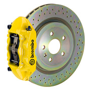When it comes to bigger brakes, Brembo is the household name. This kit comes with a pair of GT 4-Piston, calipers that are loaded with FM1000 pads set up for street/performance use. You'll also get a pair of massive (323mm x 28mm) Cross Drilled, rotors, all of the brake lines and  mounting hardware. 