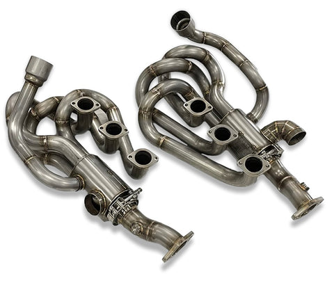 Stainless Steel 1-3/4” Header Set with Heat Exchangers for Porsche 911 (1965-89). PMB Performance offers a vast selection of Bursch Exhaust components. Bursch is revolutionizing exhaust systems for Porsche 911, 912, 914, and even classic Porsche 356. Experience enhanced horsepower and efficiency with Bursch—your go-to for Porsche exhaust upgrades.